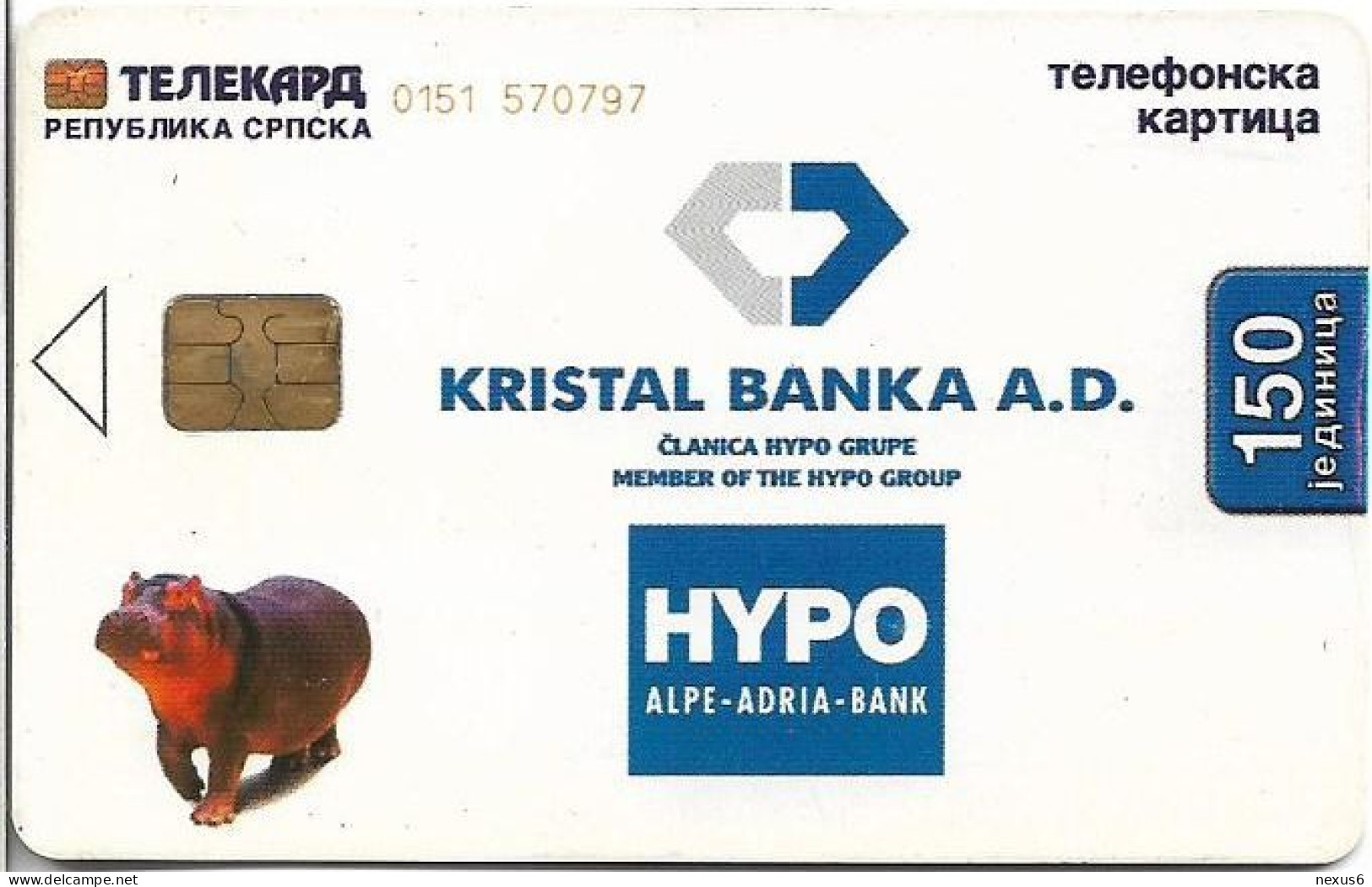 Bosnia - Republika Srpska - Kristal Banka (Glossy Surface), 12.2003, 150Units, 10.000ex, Used - Bosnien