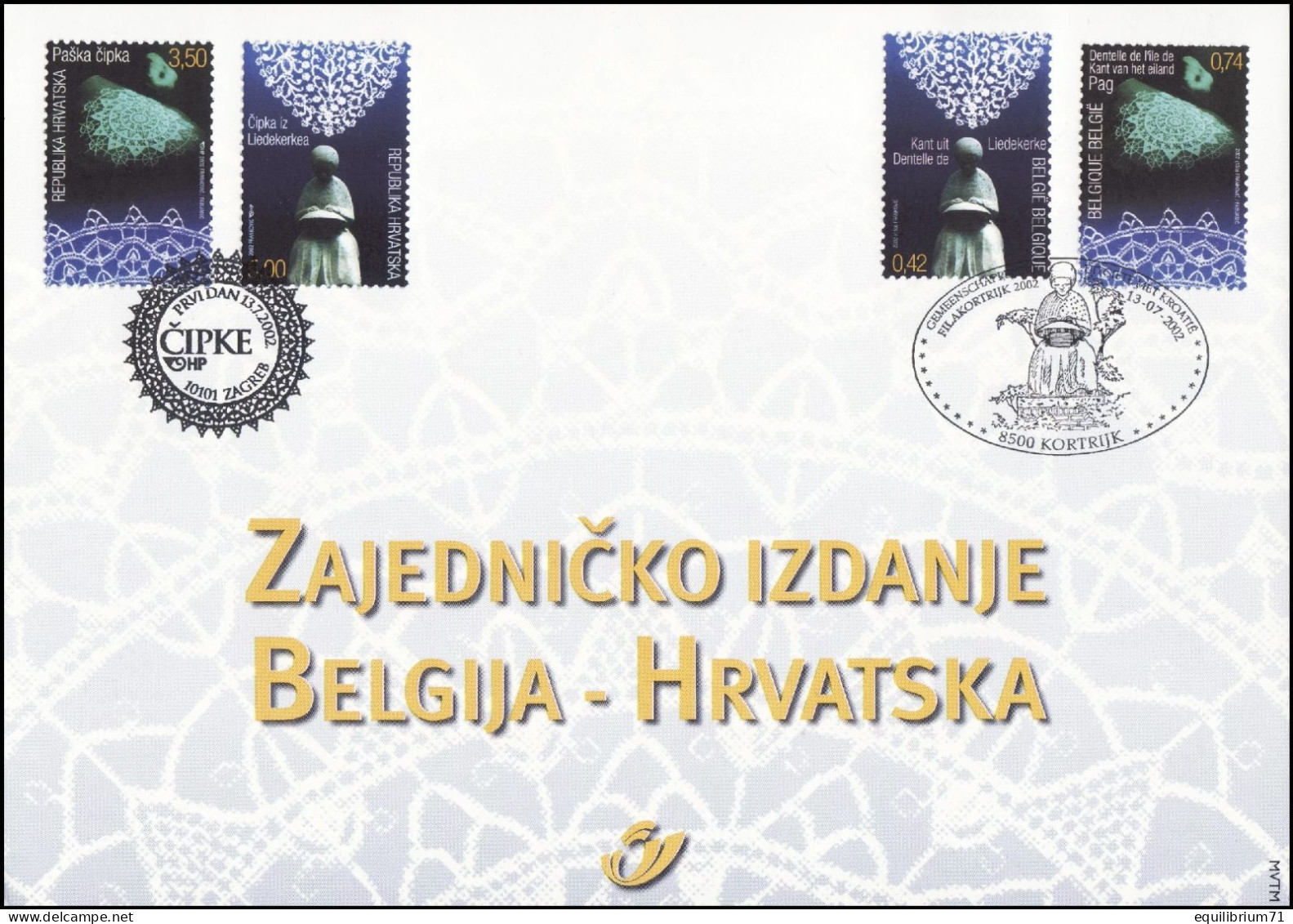 3093/94° CS/HK - Dentelle/Kantwerk - Émission Commune Avec La Croatie /Gemenzamelijke Uitgifte Met Kroatië - Souvenir Cards - Joint Issues [HK]