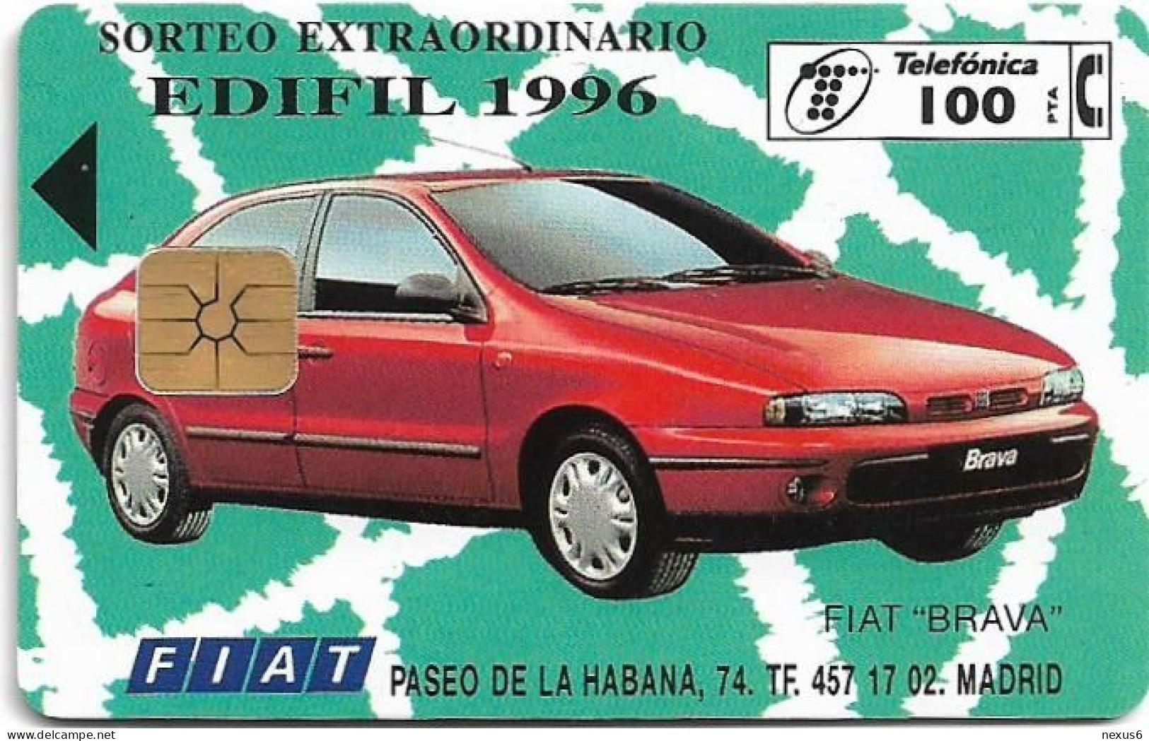 Spain - Telefónica - Edifil 1996 - Sorteo Fiat Brava - P-163 - 12.1995, 7.000ex, Used - Emisiones Privadas