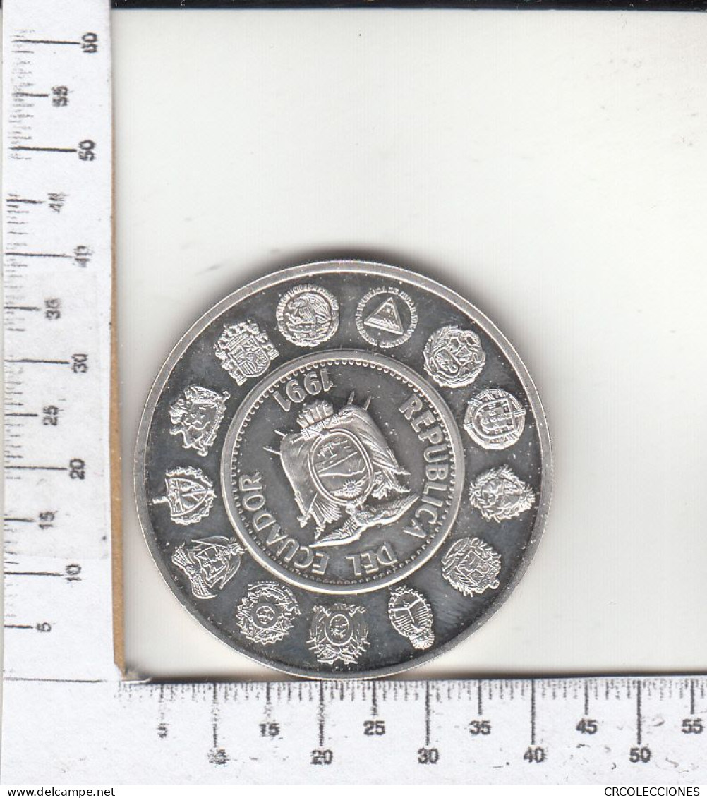 CR1834 MONEDA ECUADOR 5000 SUCRES 1991 PLATA - Equateur