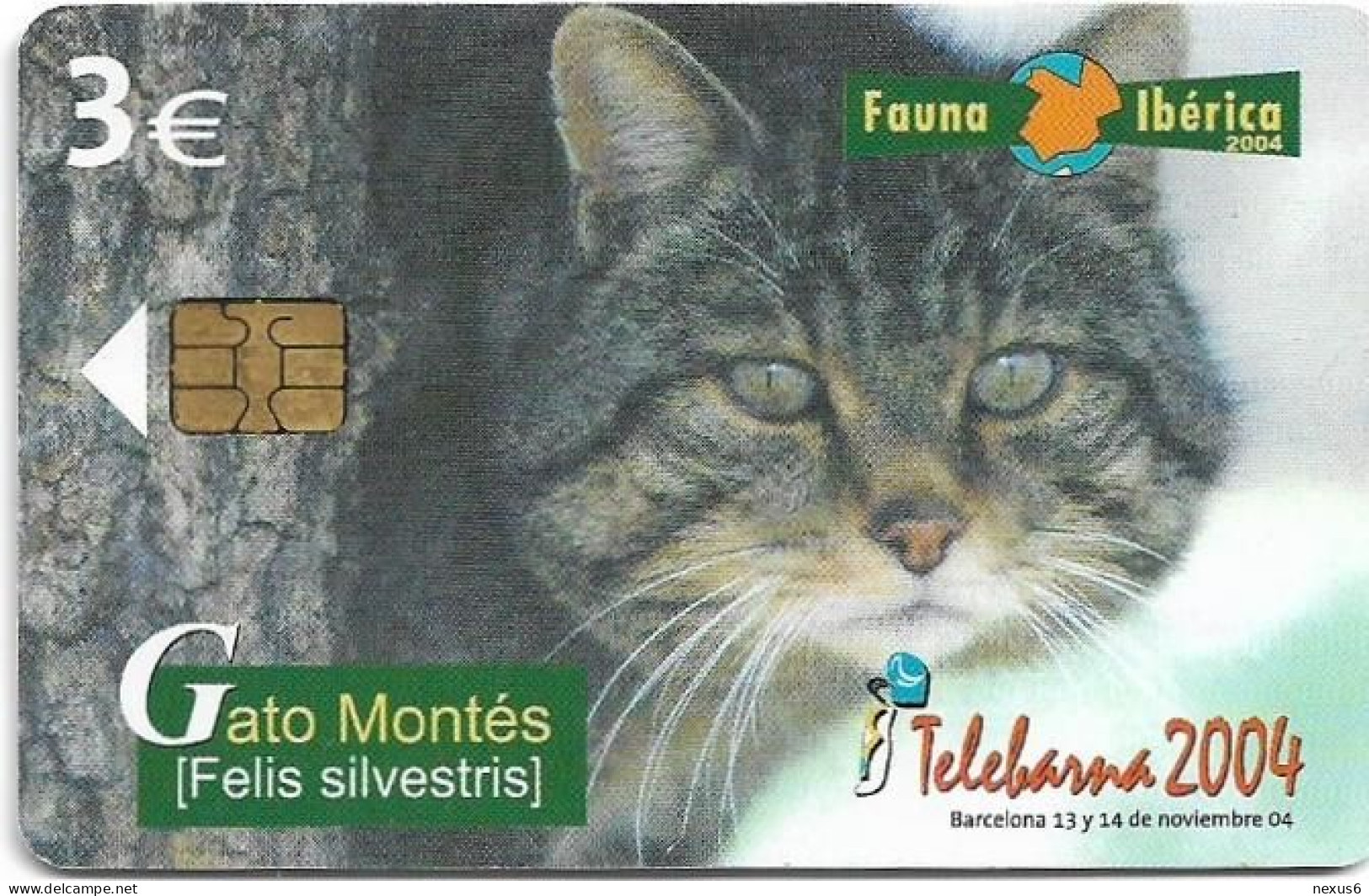 Spain - Telefonica - Fauna Iberica - Gato Montes Cat - P-557 - 09.2004, 4.500ex, Used - Private Issues