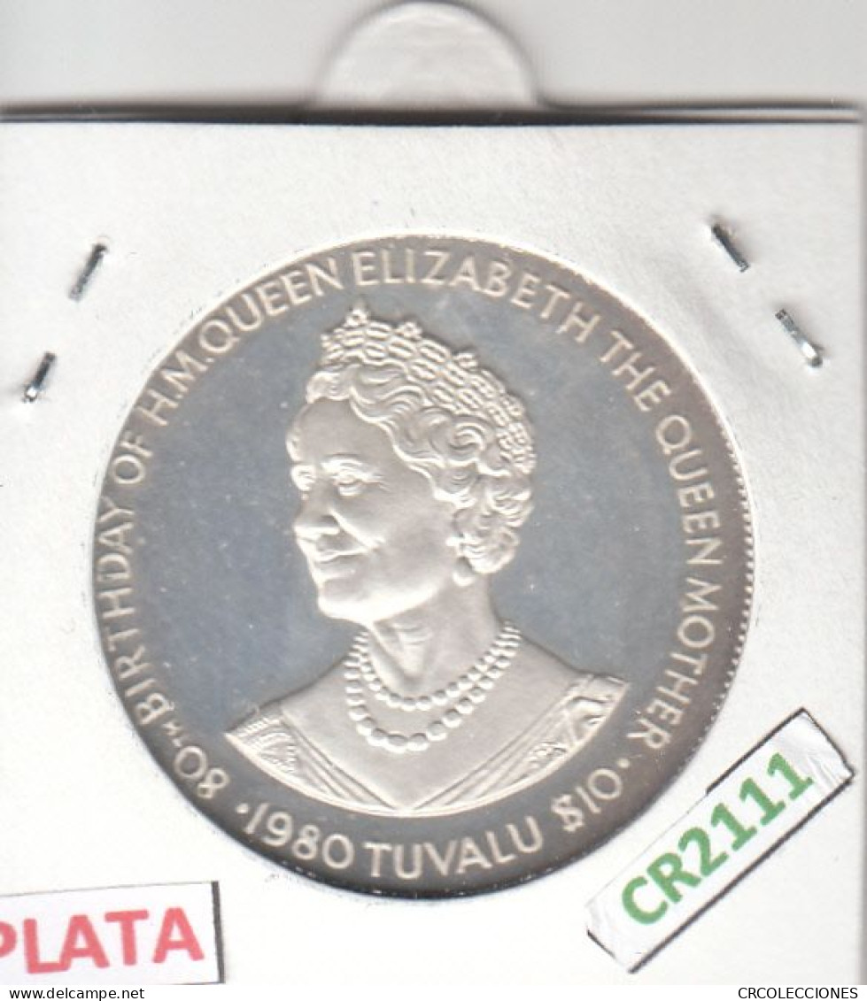 CR2111 MONEDA TUVALU 10 DÓLARES 1980 PLATA - Tuvalu