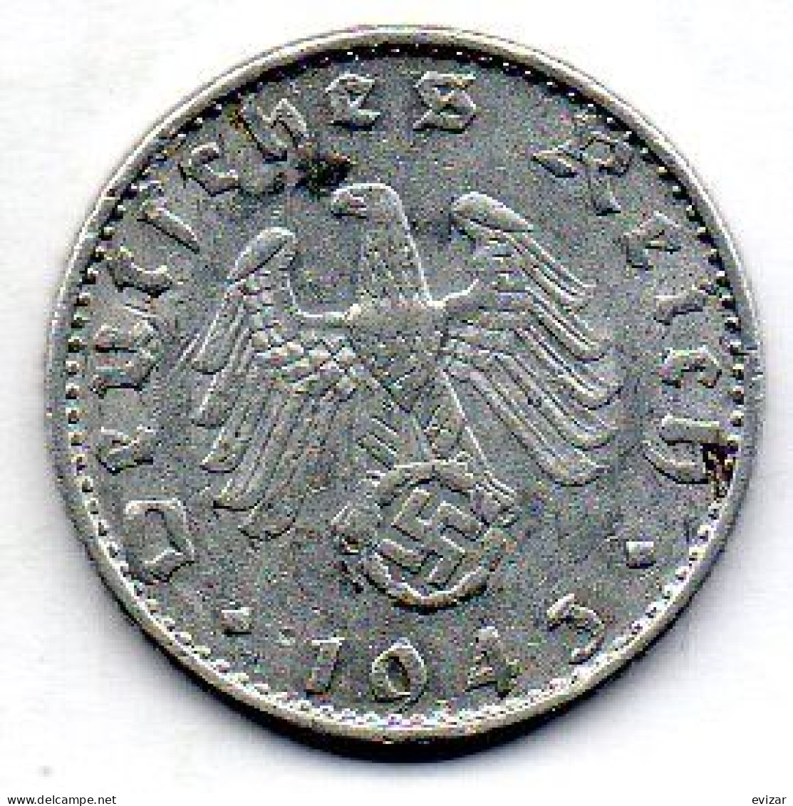 GERMANY - THIRD REICH, 50 Reichs Pfennig, Aluminum, Year 1943-B, KM # 96 - 50 Reichspfennig