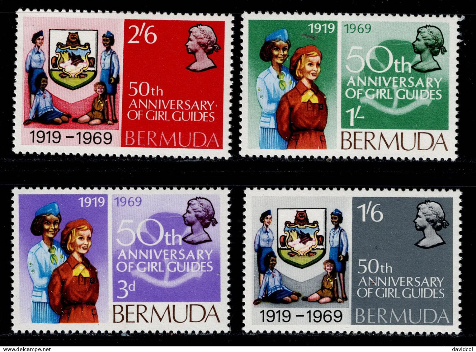 BER-02- BERMUDA - 1969 - MNH -SCOUTS- 50TH ANNIVERSARY OF GIRL GUIDES - Bermuda