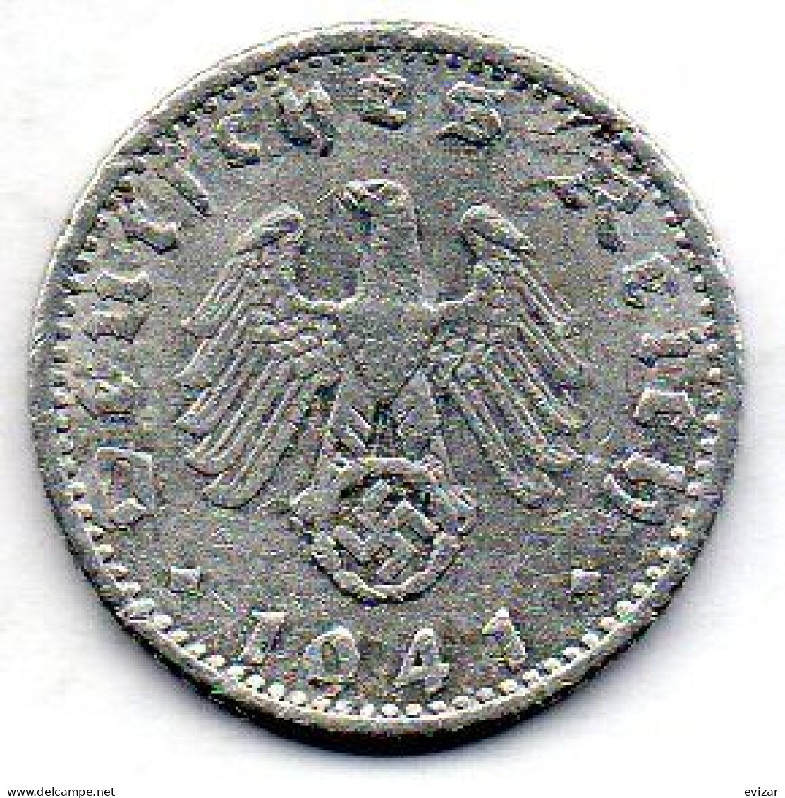 GERMANY - THIRD REICH, 50 Reichs Pfennig, Aluminum, Year 1941-E, KM # 96 - 50 Reichspfennig