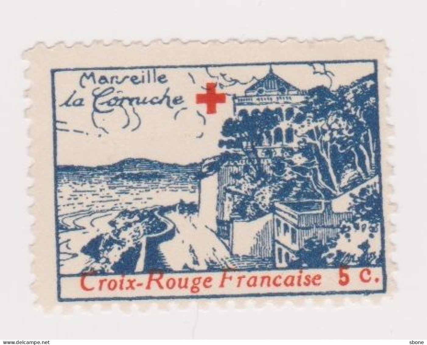 Vignette Militaire Delandre - Croix Rouge - Marseille - La Corniche - Cruz Roja