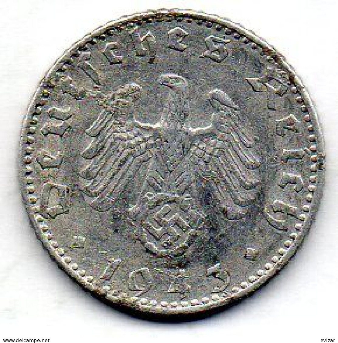 GERMANY - THIRD REICH, 50 Reichs Pfennig, Aluminum, Year 1943-J, KM # 96 - 50 Reichspfennig