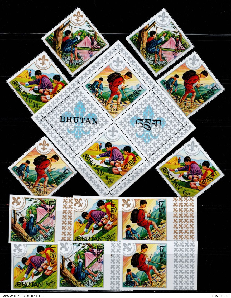 BHU-05- BHUTAN - 1971 - MNH -SCOUTS- PERF. +IMPERFORATE STAMPS - Bhoutan