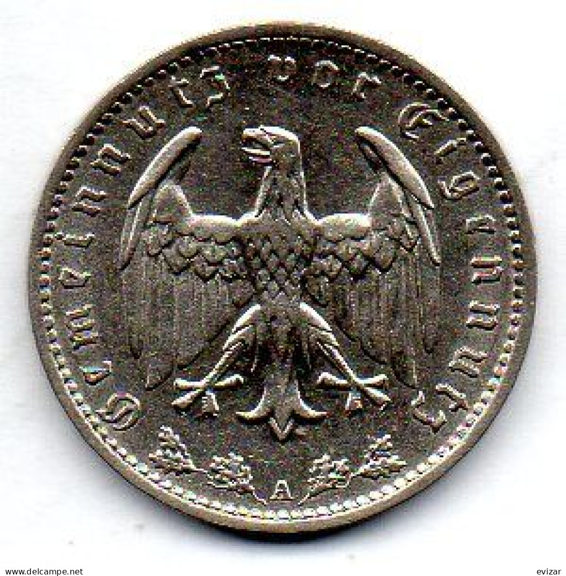 GERMANY - THIRD REICH, 1 Reichs Mark, Nickel, Year 1934-A, KM # 78 - 1 Reichsmark