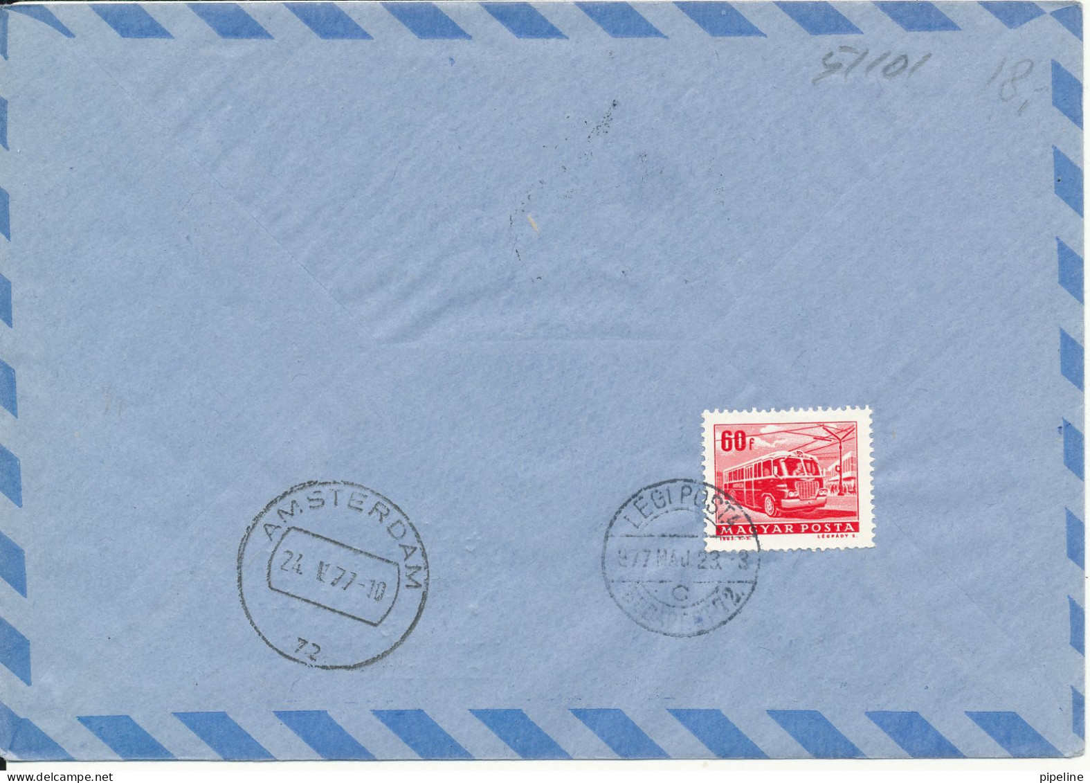 Hungary Air Mail Cover Amphilex 77 Amsterdam Flown With KLM 23-5-1977 - Briefe U. Dokumente