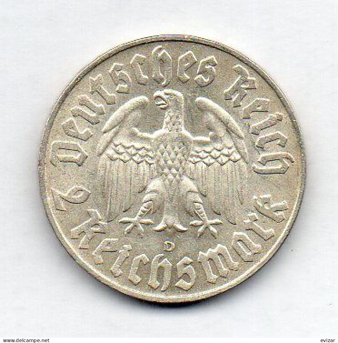 GERMANY - THIRD REICH, 2 Reichs Mark, Silver, Year 1933-D, KM # 79 - 2 Reichsmark