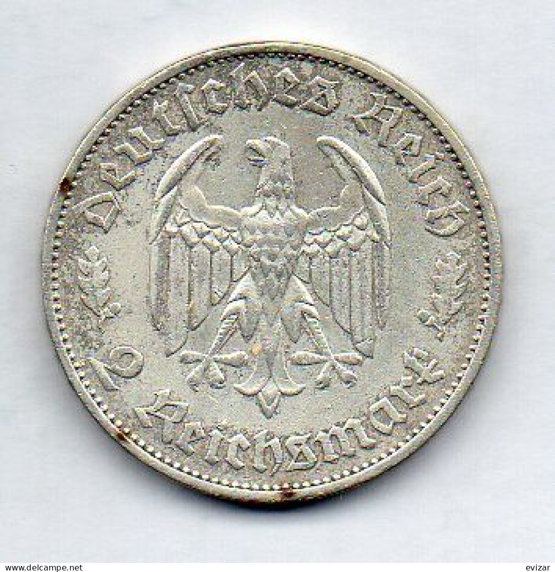 GERMANY - THIRD REICH, 2 Reichs Mark, Silver, Year 1934-F, KM # 84 - 2 Reichsmark