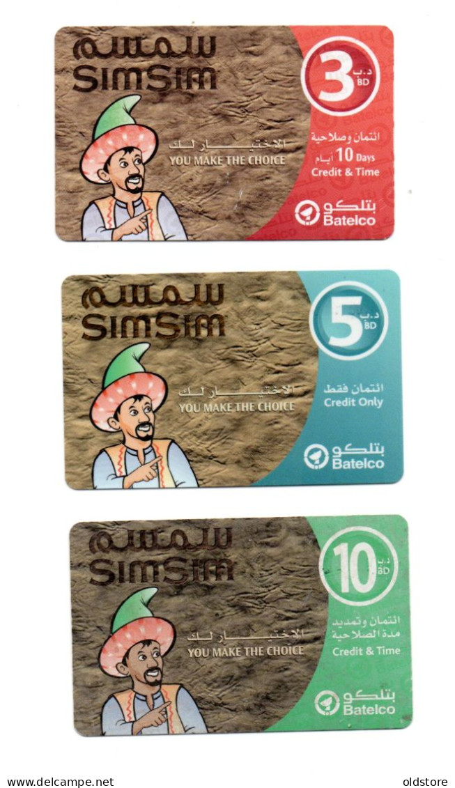 Bahrain Phonecards - Bahrain SimSim Cards  - 3 Cards Set - ND 2002 - Batelco Used Cards - Bahreïn