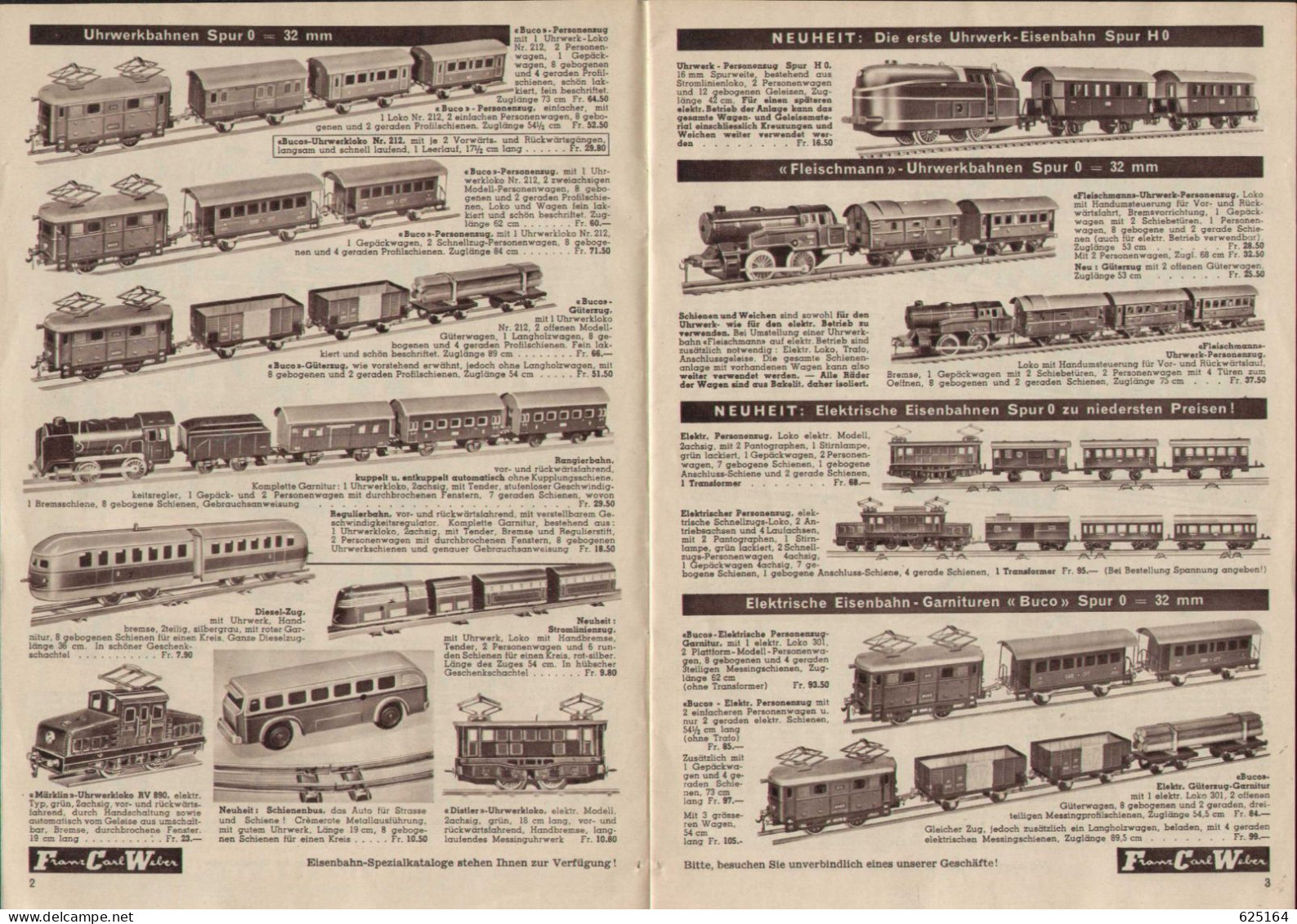 Catalogue Franz Carl Weber 1952 Eisenbahnen Spur O, HO - Dampf-Maschinen Etc - Allemand