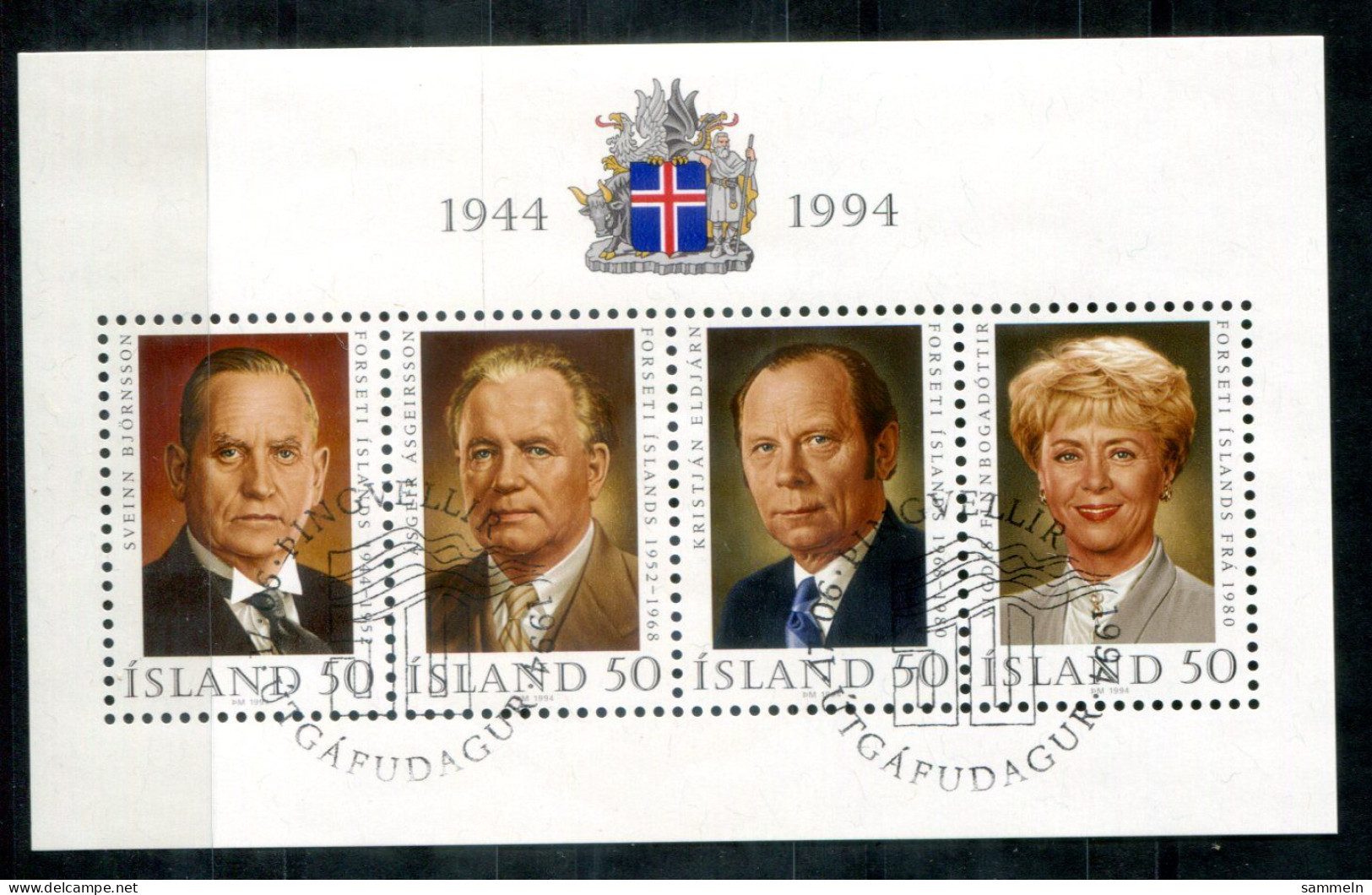 ISLAND Block 16, Bl.16 FD Canc. - Staatspräsidenten, Presidents - ICELAND / ISLANDE - Blocs-feuillets