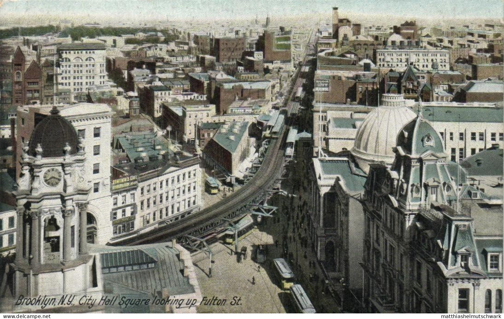 Brooklyn, N.Y., City Hall Square Looking Up Fulton St. - Brooklyn