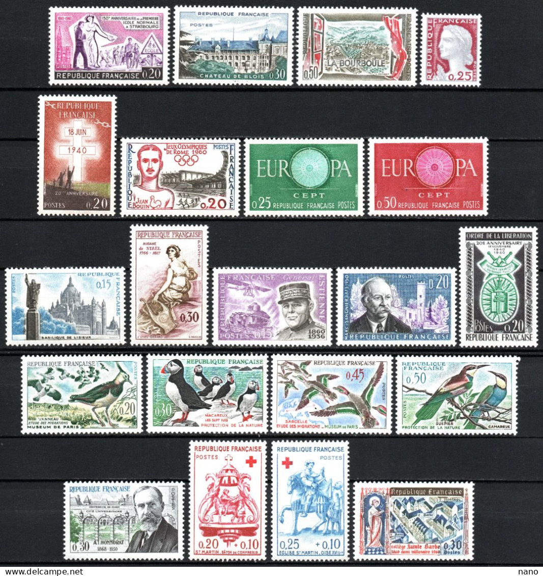 Année 1960 - Année Complète (sauf Série Personnages Célèbres N° 1257 à 1262, 6 Timbres) Soit 47 Timbres - Neuf * / ** - 1960-1969