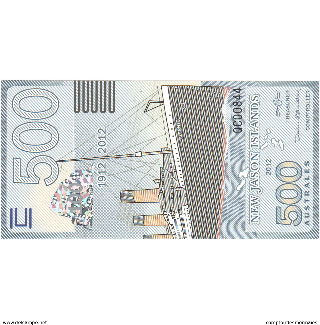 Billet, United Kingdom , 500 Australes, 2012, NEW JASON ISLAND, NEUF - Falsi & Campioni