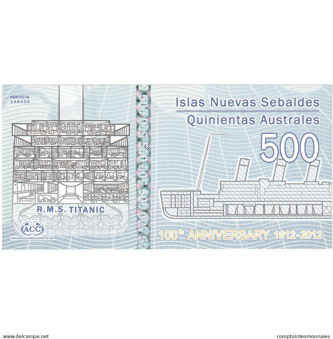 Billet, United Kingdom , 500 Australes, 2012, NEW JASON ISLAND, NEUF - Vals En Specimen