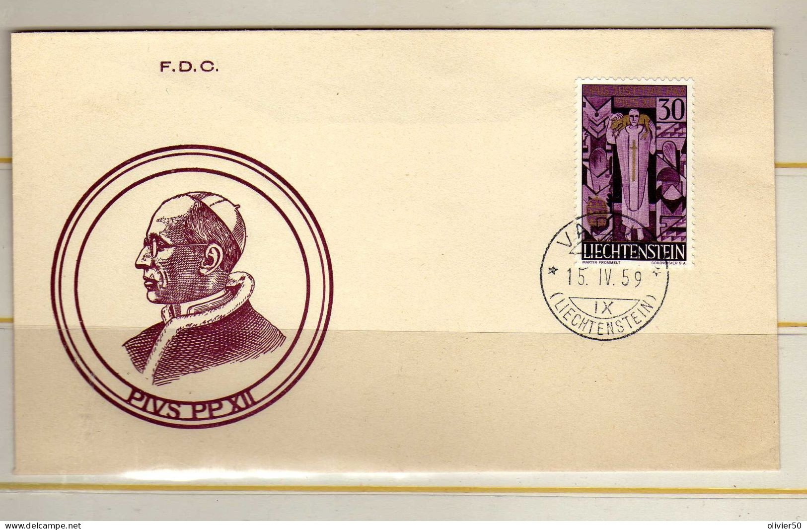 Liechtenstein  - 1959 - FDC - A La Memoire Du Pape Pie XII - - Covers & Documents