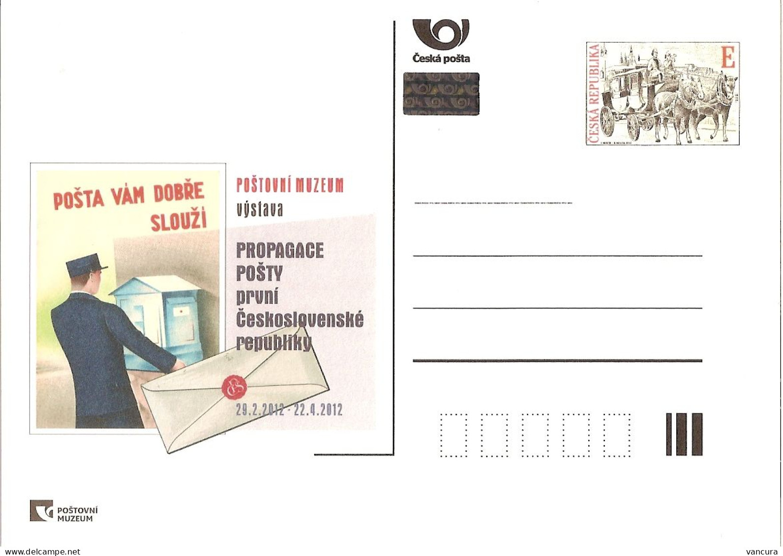 CDV PM 83 Czech Republic Promotion Of The Czech Post In The 1st Czech Republic  2012 Postman Mailbox - Autres & Non Classés