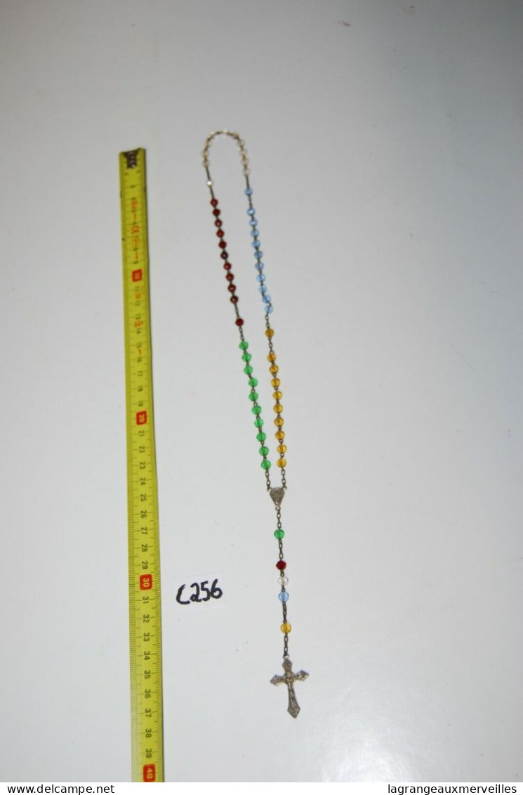 C256 Bijou - Fantaisie - Ancien Collier - Chaine Avec Croix- Couleur - Kettingen