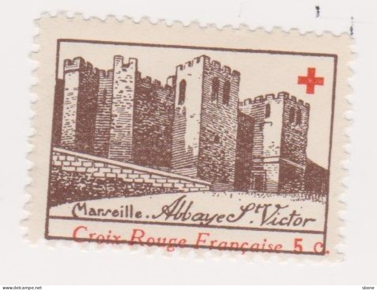 Vignette Militaire Delandre - Croix Rouge - Marseille - Abbaye Saint Victor - Rotes Kreuz