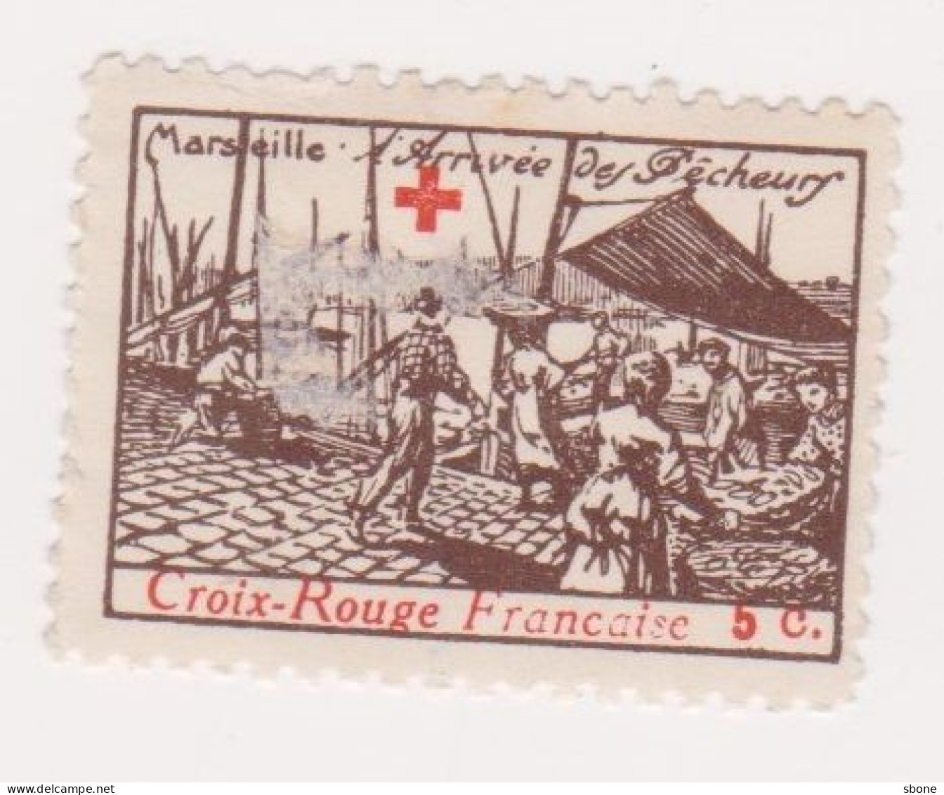 Vignette Militaire Delandre - Croix Rouge - Marseille - L'arrivée Des Pêcheurs - Rode Kruis