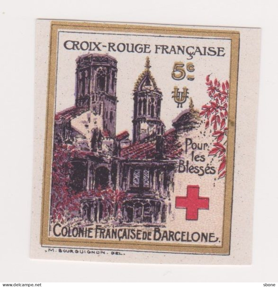 Vignette Militaire Delandre - Croix Rouge - Barcelone - Red Cross