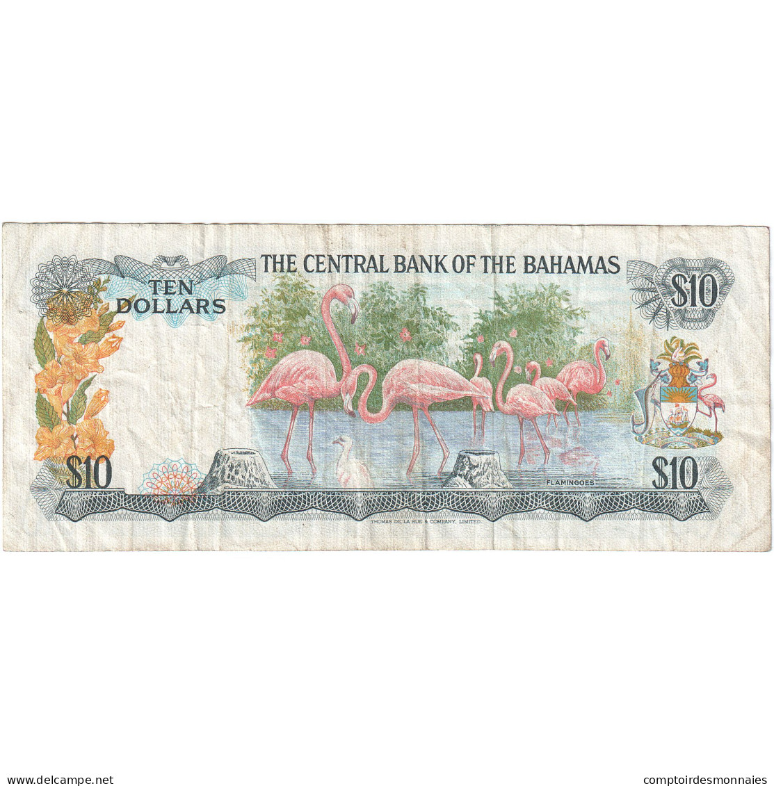 Bahamas, 10 Dollars, 1974, KM:38a, TB+ - Bahama's