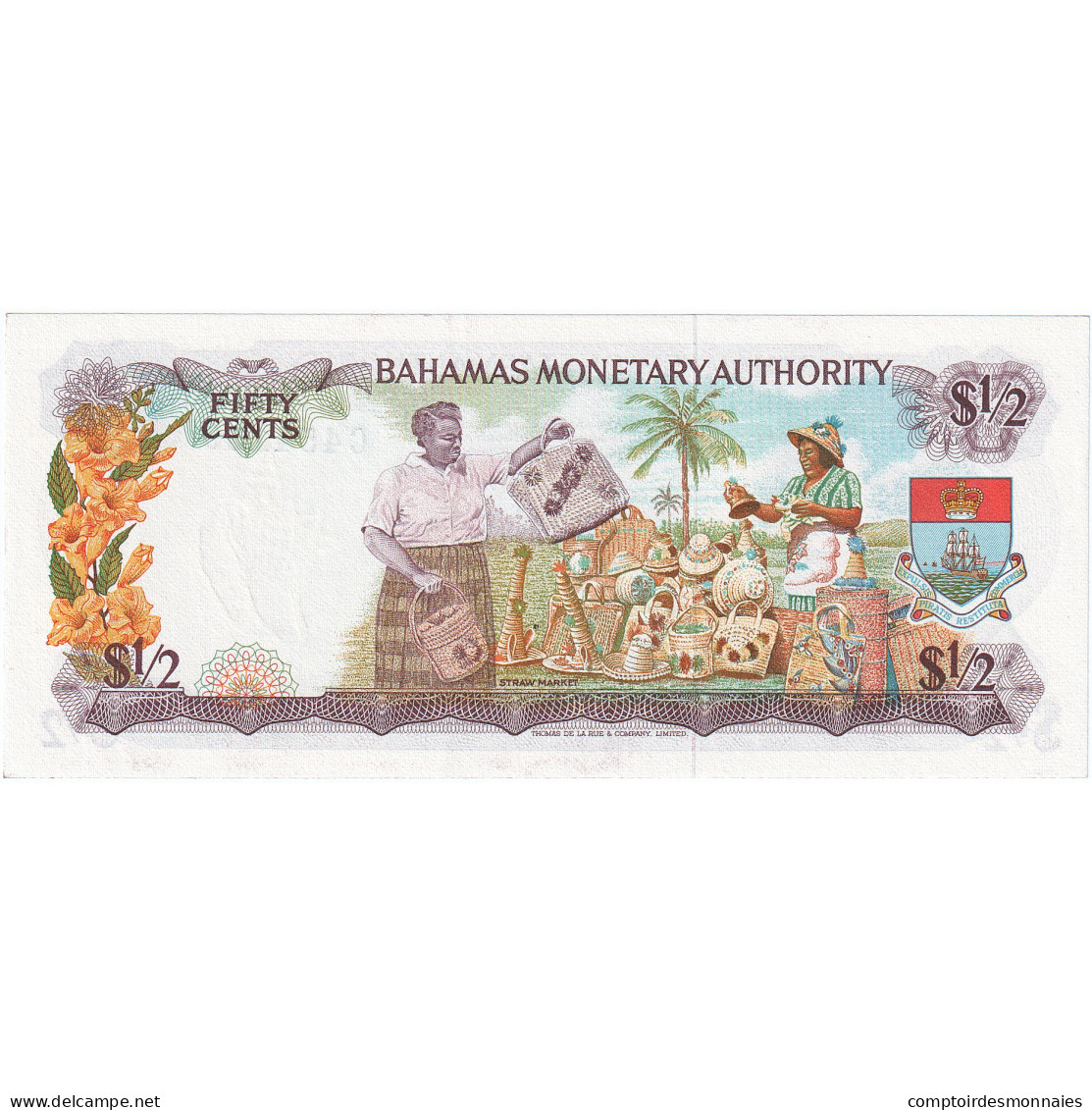 Billet, Bahamas, 1/2 Dollar, 1968, KM:26a, NEUF - Bahamas