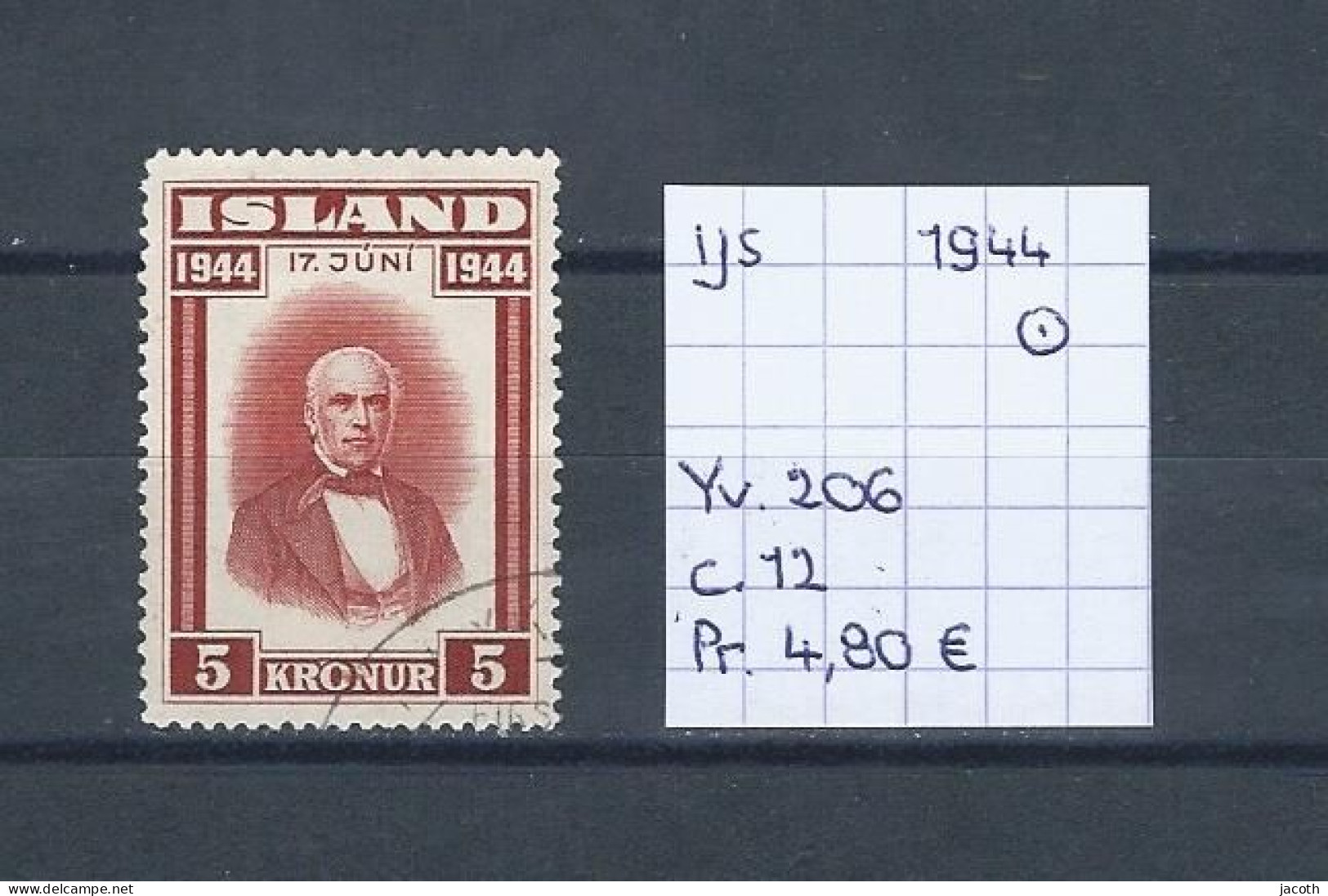 (TJ) IJsland 1944 - YT 206 (gest./obl./used) - Gebruikt