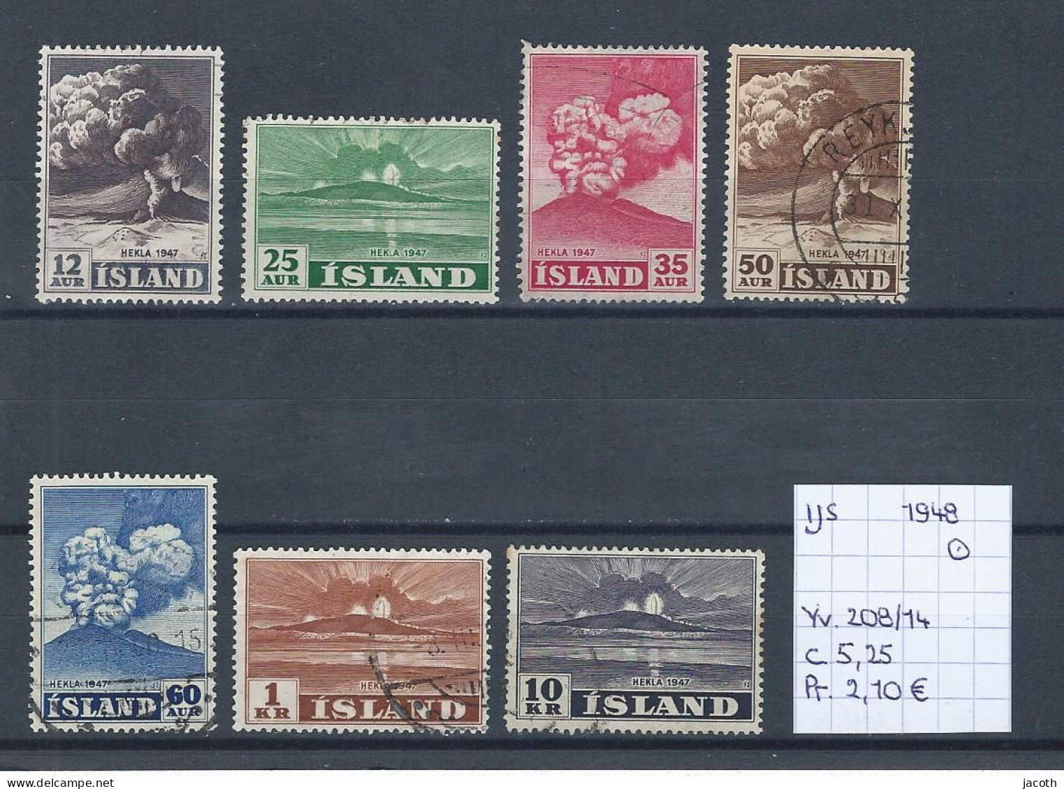 (TJ) IJsland 1948 - YT 208/14 (gest./obl./used) - Oblitérés