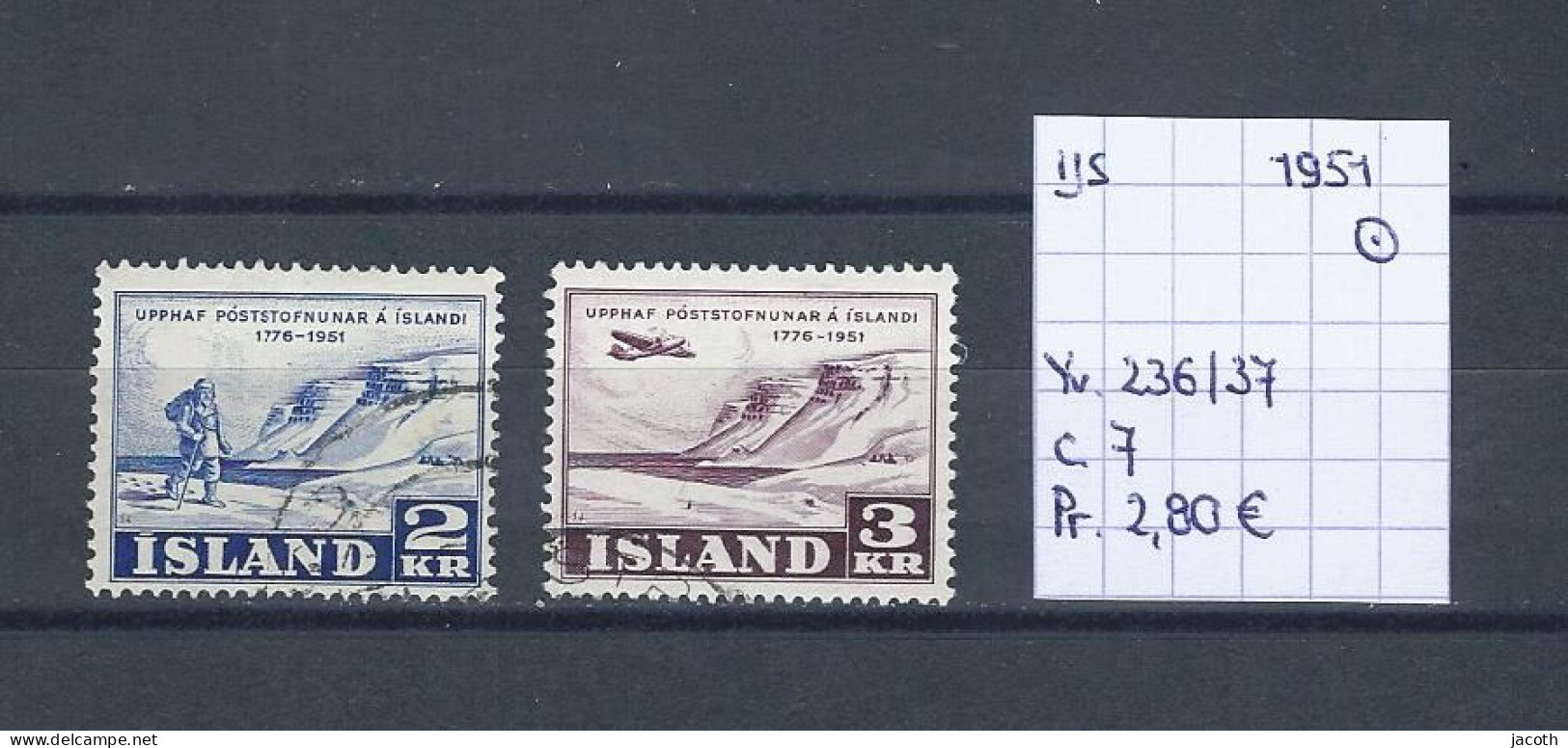 (TJ) IJsland 1951 - YT 236/37 (gest./obl./used) - Usados