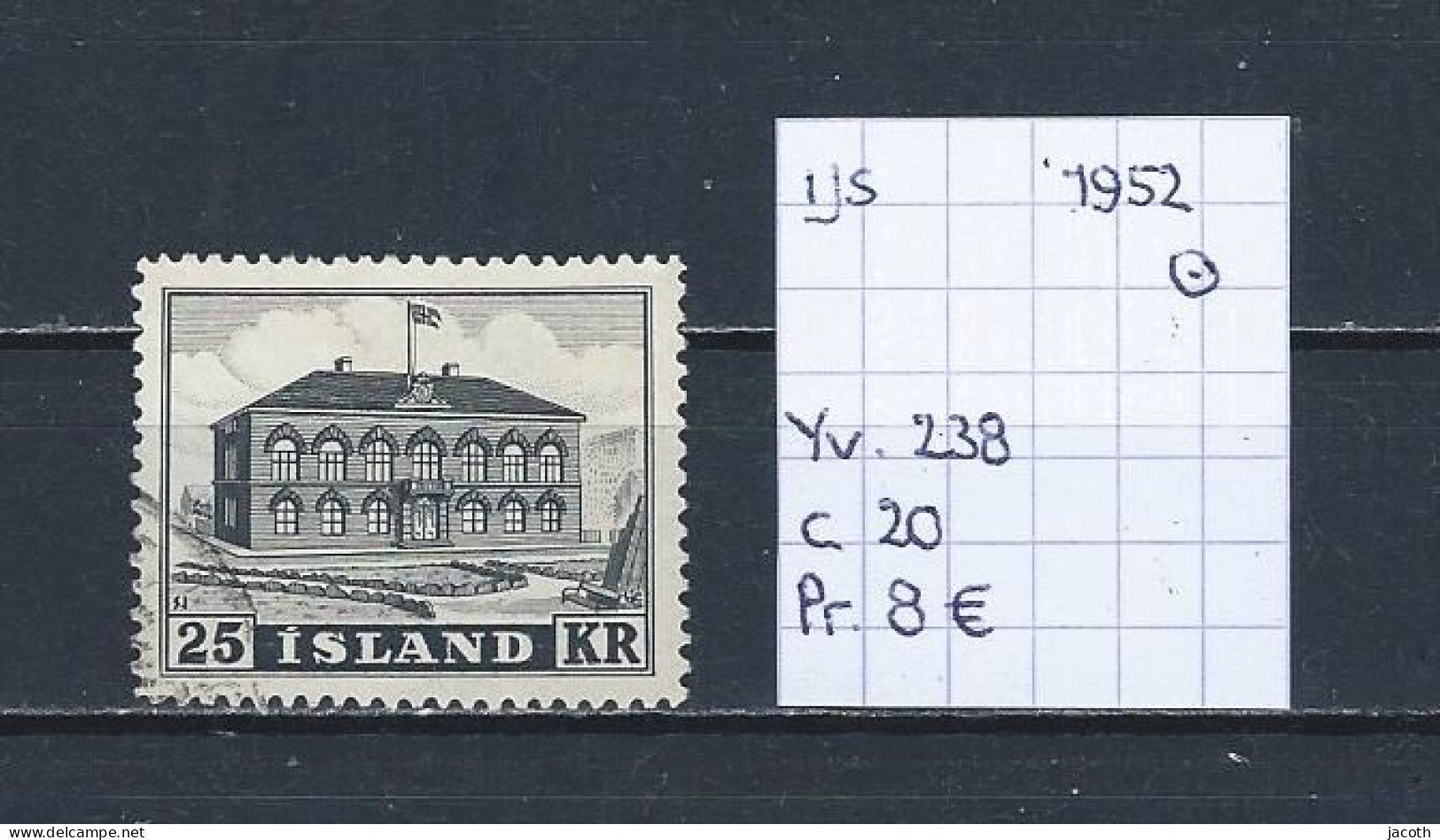 (TJ) IJsland 1952 - YT 238 (gest./obl./used) - Usati