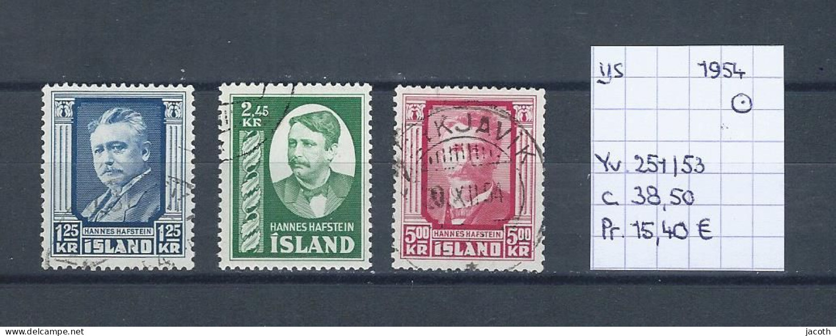 (TJ) IJsland 1954 - YT 251/53 (gest./obl./used) - Gebraucht