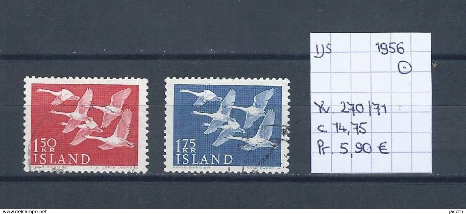 (TJ) IJsland 1956 - YT 270/71 (gest./obl./used) - Usados