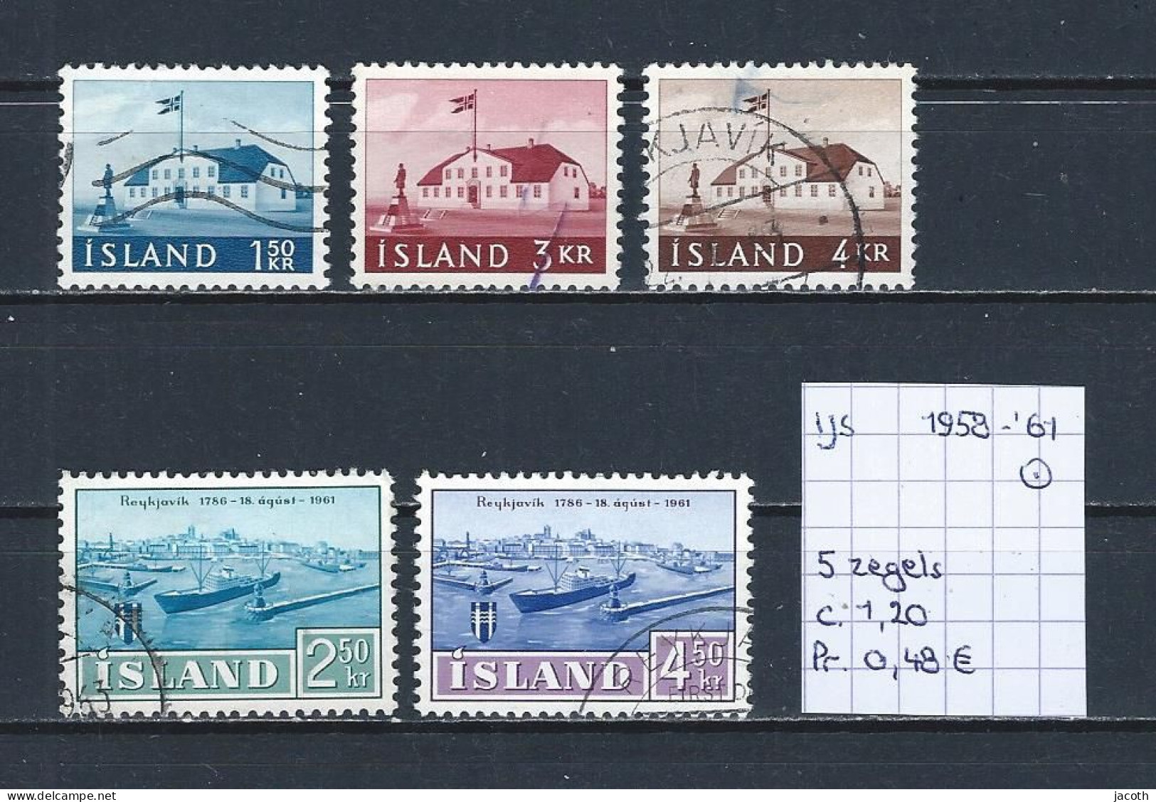 (TJ) IJsland 1958-'61 - 5 Zegels (gest./obl./used) - Used Stamps