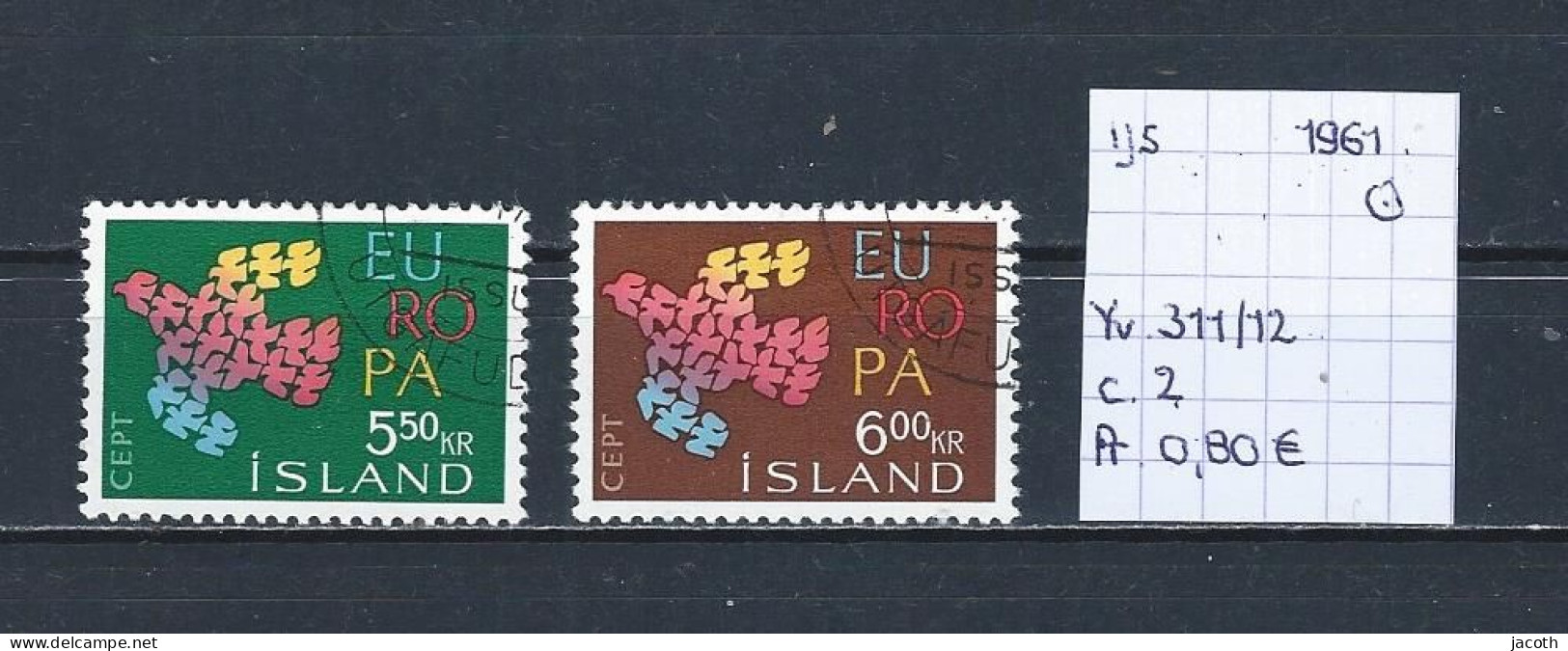 (TJ) IJsland 1961 - YT 311/12 (gest./obl./used) - Gebruikt