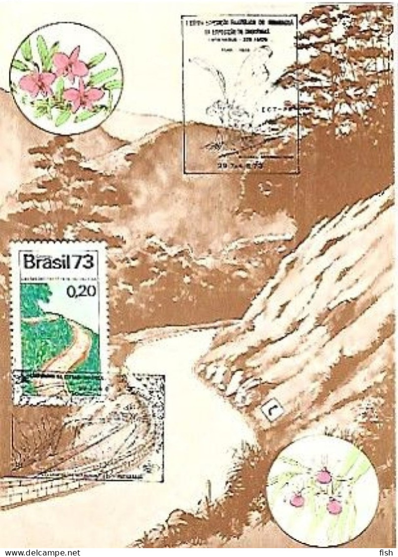 Brasil & Marcofilia, Centenário Da Estrada Da Graciosa,  EXPIPA, III Expo De Orquídeas, Panagua 1973 (68688) - Cartas & Documentos