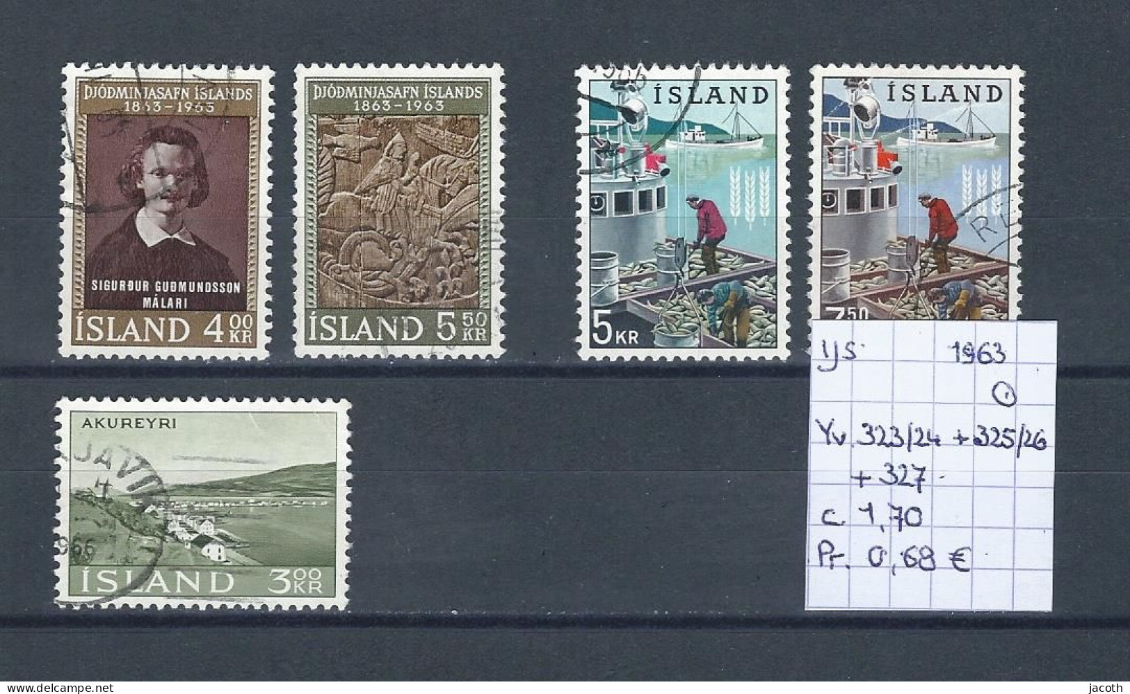(TJ) IJsland 1963 - YT 323/24 + 325/26 + 327 (gest./obl./used) - Used Stamps