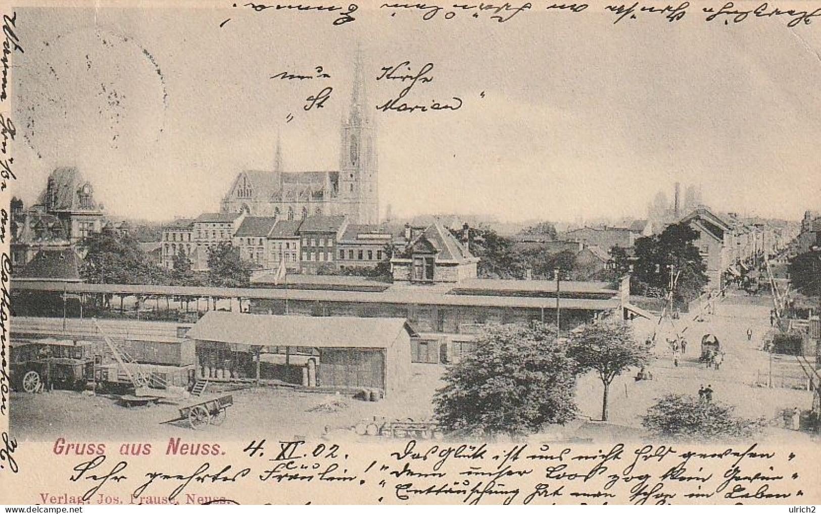 AK Gruss Aus Neuss - Panorama Kirche - 1902  (66333) - Neuss