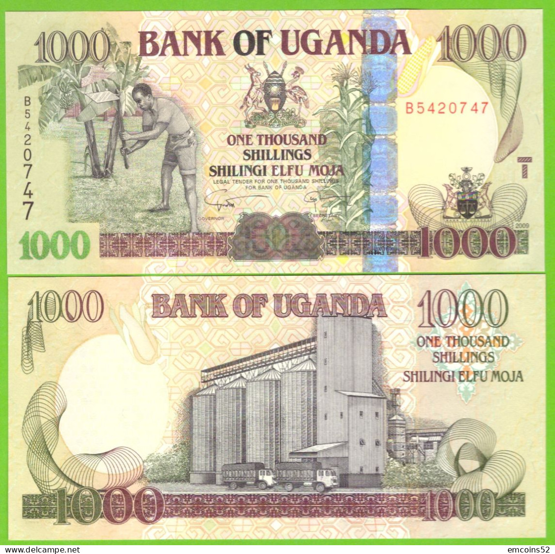 UGANDA 1000 SHILINGI 2009 P-43d UNC - Oeganda