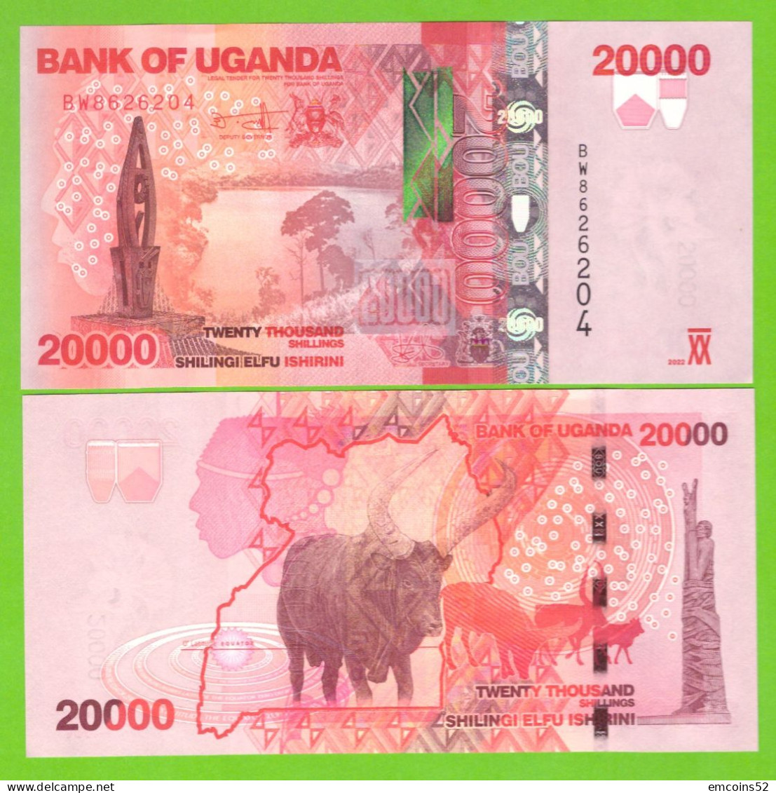 UGANDA 20000 SHILINGI 2022 P-53 UNC - Ouganda