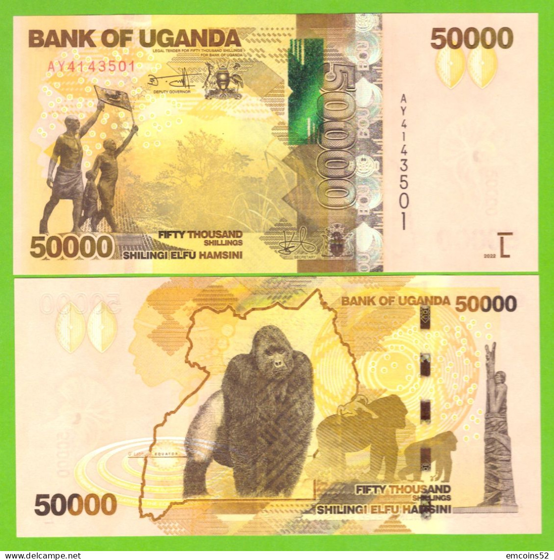 UGANDA 50000 SHILINGI 2022 P-54 UNC - Oeganda