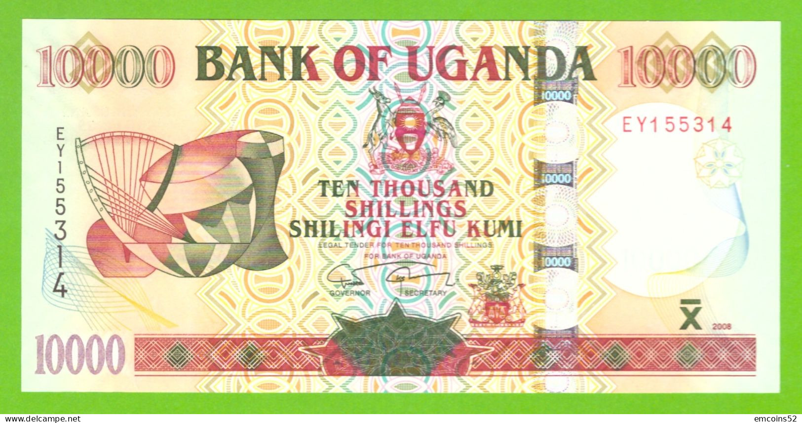 UGANDA 10000 SHILINGI 2008 P-45b UNC - Ouganda