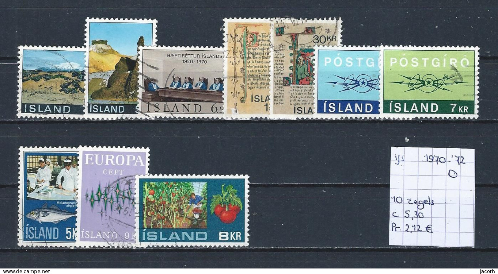 (TJ) IJsland 1970-'72 - 10 Zegels (gest./obl./used) - Usati