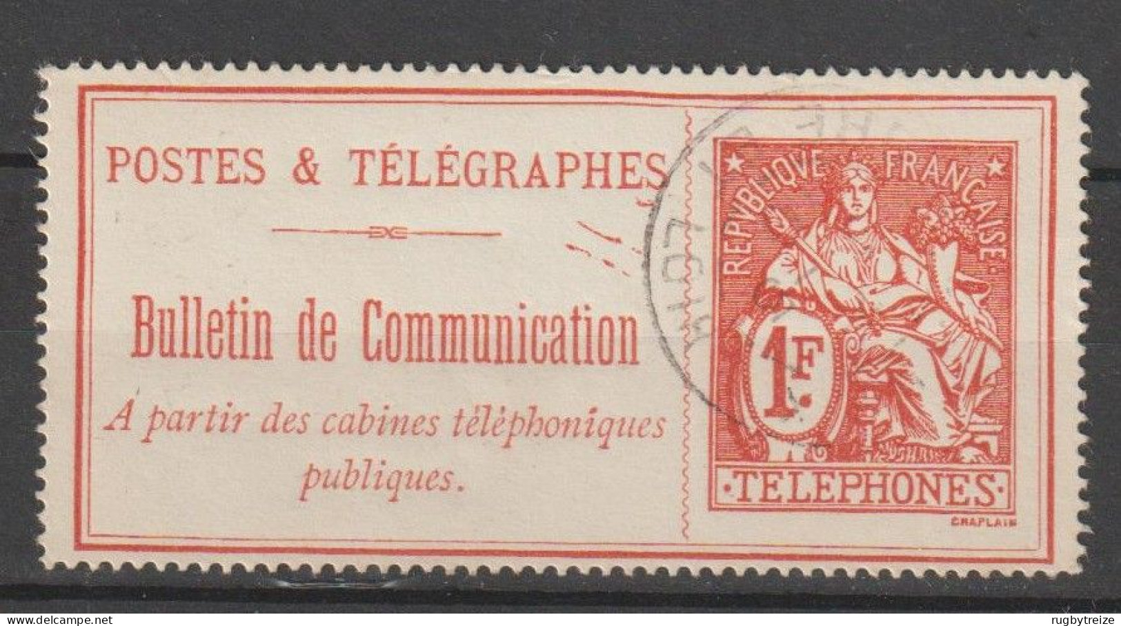 7286 Postes Et Télégraphes Bulletin De Communication 1 Fr - Cachet Eure Et Loire - Telegraaf-en Telefoonzegels