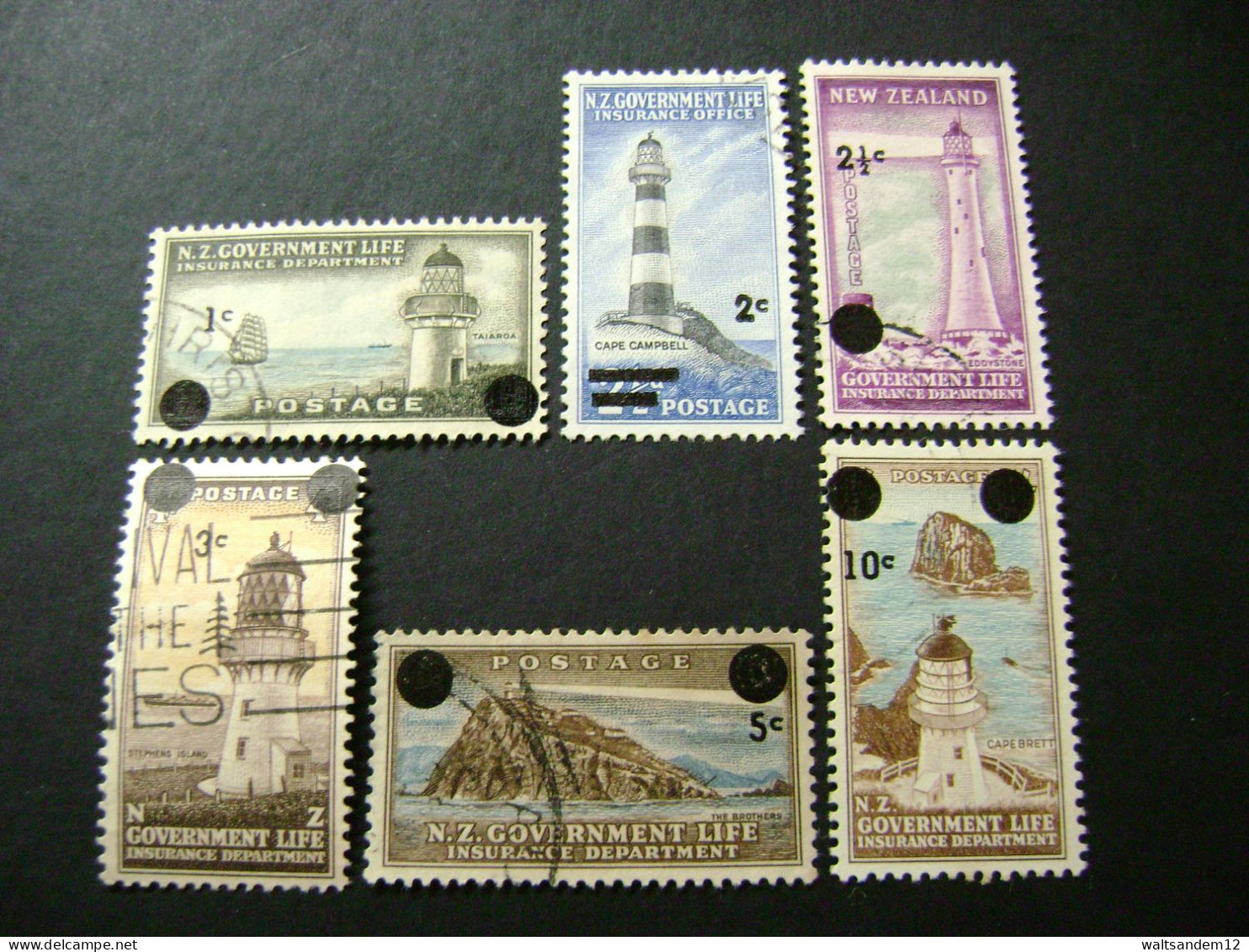 1967 New Zealand Government Life Insurance Department Decimal Set Of 6 Overprints (SG L50-L55) - Used - Used Stamps