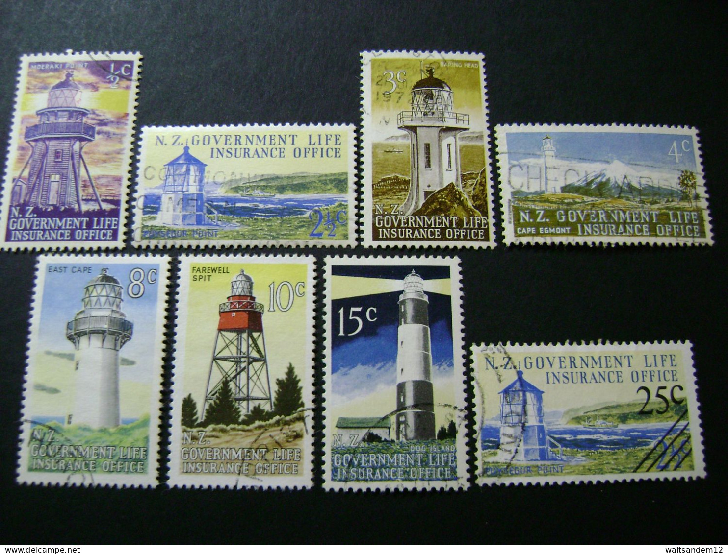 1967-1978 New Zealand Government Life Insurance Office - Set Of 7 + Overprint (SG L56-L63) - Used - Gebruikt